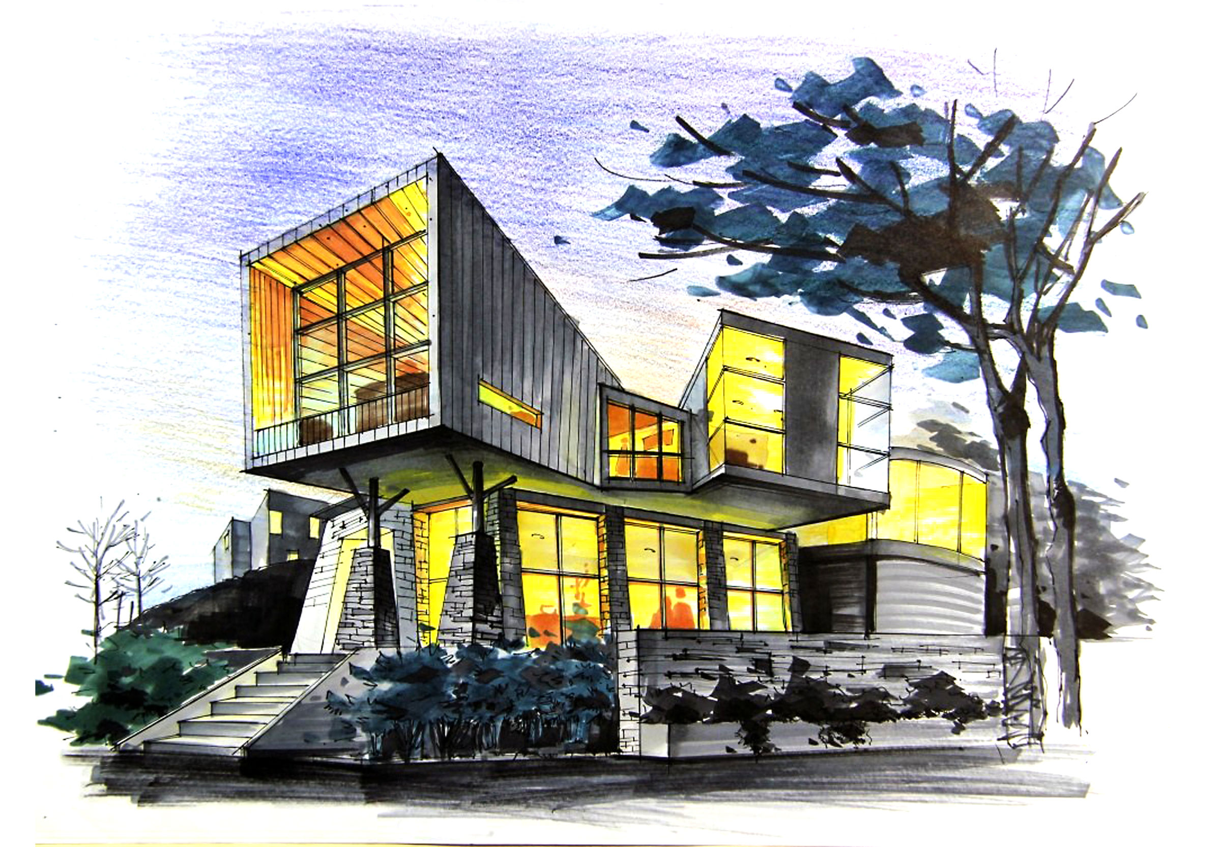 《水晶石技法建筑设计手绘实例教程》（第二版） 手绘技艺与创意表达的完美融合